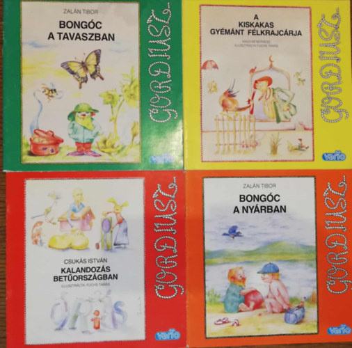 GORDIUSZ vario 4 db mesekönyv: Zalán Tibor: Bongóc a tavaszban, A kiskakas gyémánt félkrajcárja, Csukás István: Kalandozás betűországban, Zalán Tibor: Bongóc a nyárban
