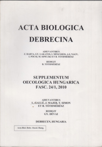 I. Mészáros, A. S. Nagy et al. Gy. Lakatos - Acta biologica debrecina