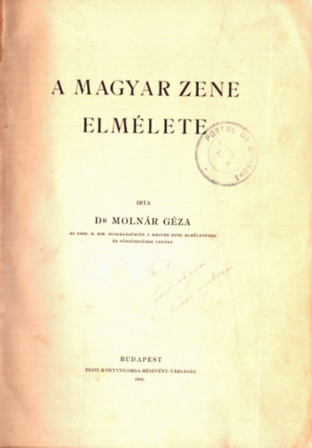 Dr. Molnr Gza - A magyar zene elmlete