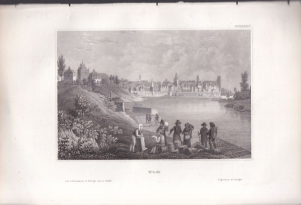 Ulm (vros, Nmetorszg, Eurpa) (16x23,5 cm lapmret eredeti aclmetszet, 1856-bl)