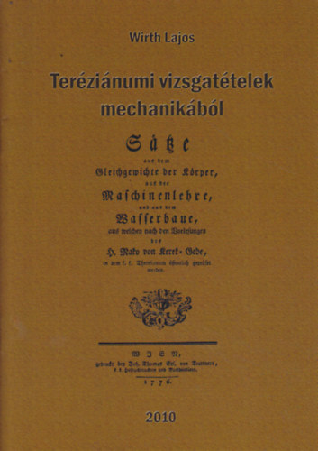 Wirth Lajos - Ter�zi�numi vizsgat�telek mechanik�b�l