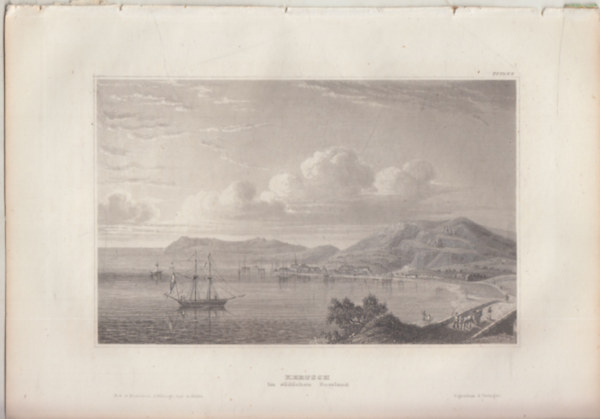 Kertsch im südlichem Russland (Kercs város, Oroszország, Ázsia) (16x23,5 cm lapméretű eredeti acélmetszet, 1856-ból)