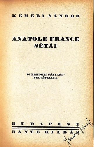 Kémeri Sándor - Anatole France sétái