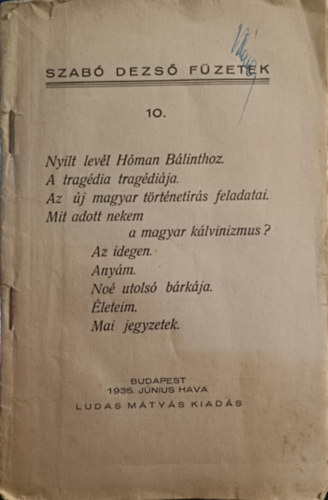 Nylt levl Hman Blinthoz (Szab Dezs Fzetek 10.)