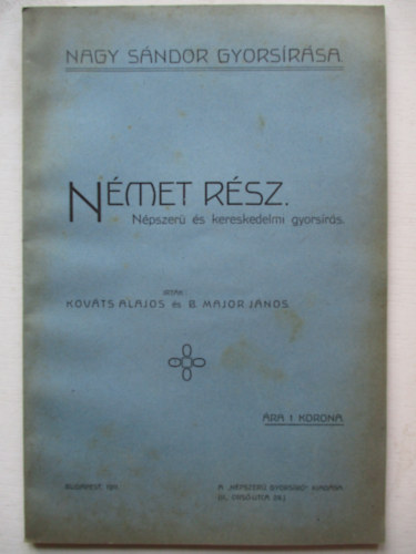 Kov�ts Alajos - N�met r�sz n�pszer� �s kereskedelmi gyors�r�s