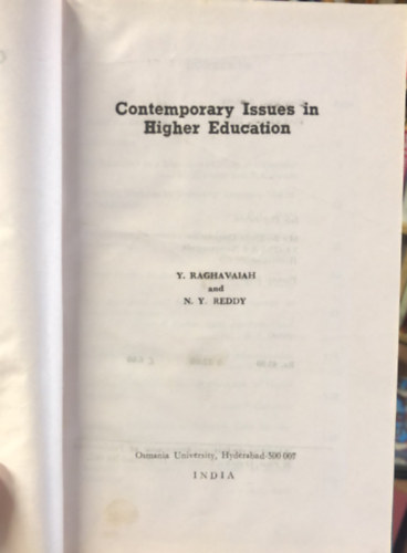 N.Y. Reddy Y. Raghavaiah - Contemporary issues in higher education - andraggia