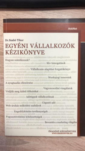 Dr. Szab� Tibor - Egy�ni v�llalkoz�k k�zik�nyve