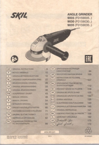 SKIL sarokcsiszoló 9005/9030/9035 használati utasítás