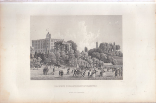 Az új Tengerészeti Múzeum, Hamburg - eredeti litográfia (metszet)