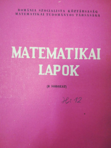Matematikai lapok 7 (B sorozat) XVIII. vfolyam 1967. jlius