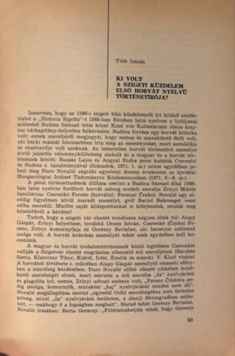 T�th Istv�n - Ki volt a szigeti k�zdelem els� horv�t nyelv� t�rt�net�r�ja?