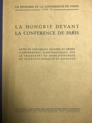 La hongrie devant la conf�rence de paris