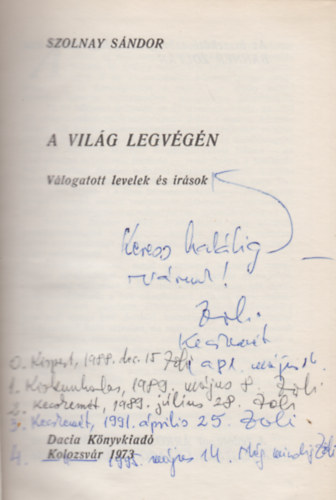 Szolnay S�ndor - A vil�g legv�g�n