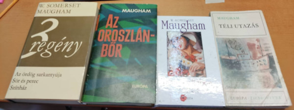 W. Somerset Maugham - 4 db. Maugham: 3 regény: Az ördög sarkantyúja/Sör és perec/Színház; Az oroszlánbőr; Fenn a villában; Téli utazás