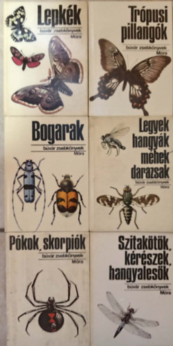 B�v�r Zsebk�nyvek - B�v�r k�nyvek Entomol�gia t�mak�r�ben (6db) Lepk�k + Tr�pusi pillang�k + Bogarak + legyek, hangy�k, m�hek, darazsak + p�kok, skorpi�k + sztak�t�k, k�r�szek, hangyales�k