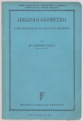 Dr. Girsik Gza - brzol geometria a reliskolk VI. osztlya szmra