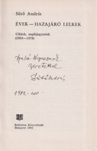 S�t� Andr�s - �vek - Hazaj�r� lelkek (Dedik�lt)