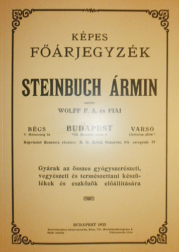 Steinbuch Ármin - Képes főárjegyzék