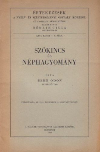 Beke Ödön - Szókics és néphagyomány