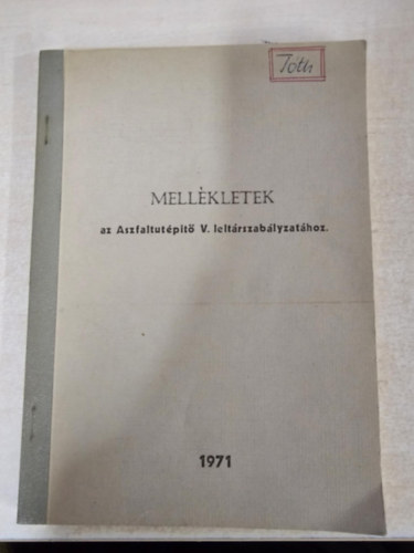 Mell�kletek az Aszfalt�t�p�t� V. lelt�rszab�lyzat�hoz