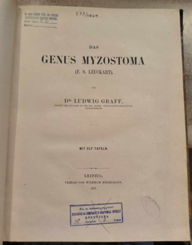 Dr. Ludwig Graff - Das Genus Myzostoma ("A Myzostoma nemzetsg" nmet nyelven) (1877)