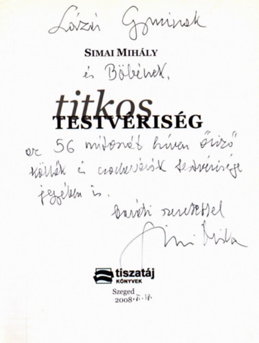 Simai Mihály - Titkos testvériség (dedikált)