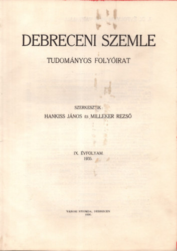 Debreceni Szemle (Tudom�nyos foly�irat) 1935/m�jus