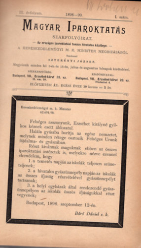 Magyar iparoktat�s III. �vfolyam 1899 (teljes )