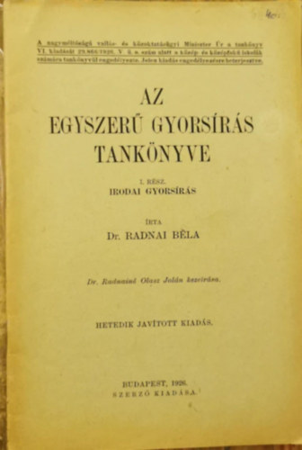 Dr. Radnai B�la - Az egyszer� gyors�r�s tank�nyve I. r�sz