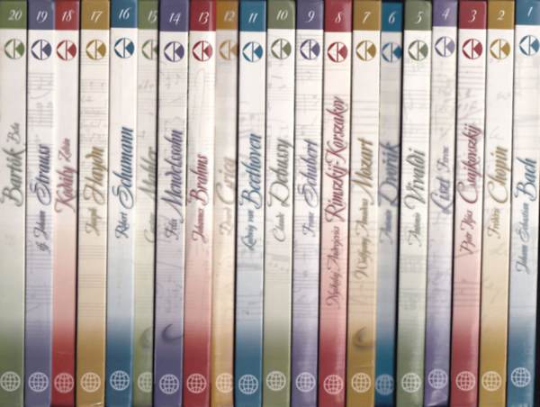 Világhíres zeneszerzők 2-16 kötet. (1.,3.,17-20. kötet hiányzik)