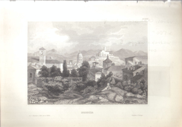 Brescia (v�ros, Olaszorsz�g, Eur�pa) (16x23,5 cm lapm�ret� eredeti ac�lmetszet, 1856-b�l)