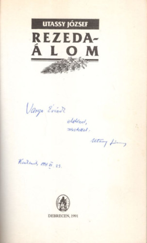 Utassy József - Rezeda-álom - dedikált