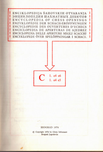Tbb szerkeszt - Enciklopedija Sahovskih Otvaranja C 1 (1974)