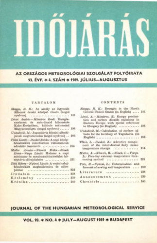 Mszros Ern - Idjrs - Az Orszgos Meteorolgiai Szolglat Folyirata 93. vf. 4. szm