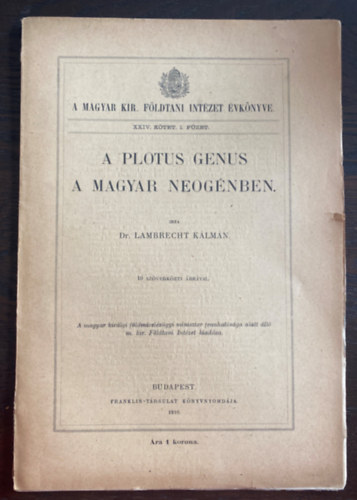 Dr. Lambrecht Klmn - A plotus genus a magyar neognben