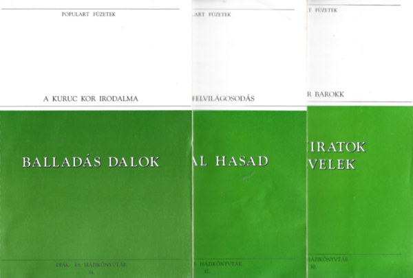 3 db Populart Füzetek, Balladás dalok, Hajnal hasad, Emlékiratok és levelek