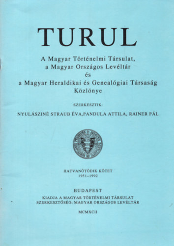 Turul 1951-1992. (Hatvan�t�dik k�tet)