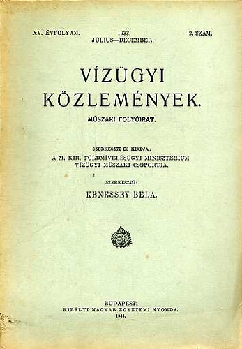 Kenessey Bla  (szerk.) - Vzgyi kzlemnyek XV. vf. 1933. jl.-dec. 2. szm