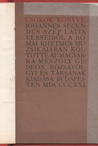 Johannes Secundus - Cs�kok k�nyve