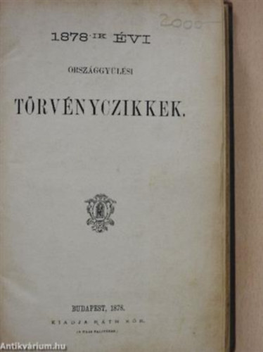 1879-ik évi országgyűlési törvényczikkek
