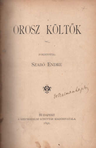 Szab Endre - Orosz kltk