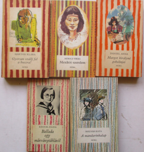 5 db cs�kos k�nyv (Ballada egy m�rv�nyt�bl�r�l, Gyorsan sz�llj fel a buszra, Mexik�i szerelem, A mandarinkir�ly, Margot kir�lyn� gobelinjei)