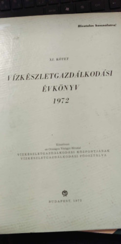 Vzkszletgazdlkodsi vknyv 1972 (XI. ktet)