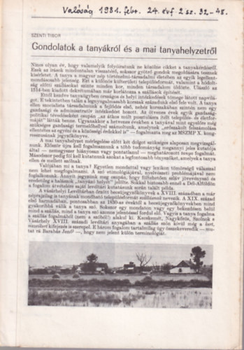 Szenti Tibor - Gondolatok a tanyákról s a mai tanyahelyzetről - különlenyomat