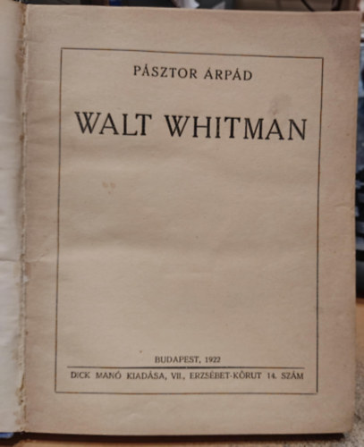 Pstor rpd - Walt Whitman