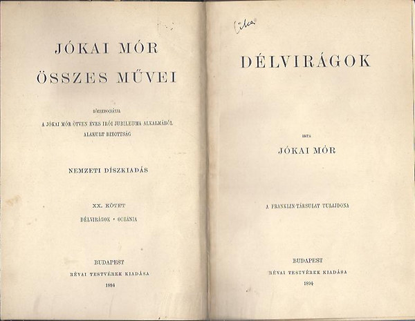 J�kai M�r - D�lvir�gok - Oce�nia (Nemzeti kiad�s 20. k�tet)