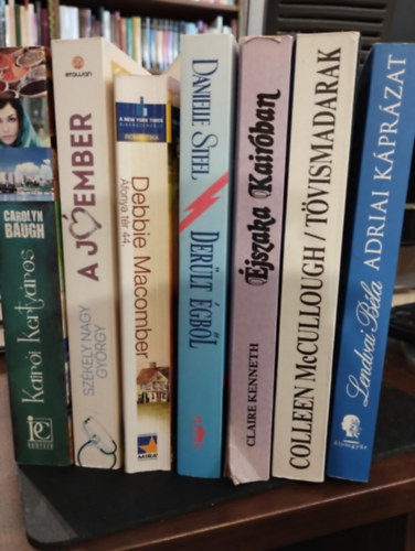 Colleen  McCullough, Claire Kenneth, Danielle Steel, Debbie Macomber, Sz�kely Gy�rgy, Carolyn Baugh Lendvai B�la - Romantikus reg�ny k�nyvcsomag 7 darabos K�NYVMENT� AJ�NLAT: Adriai k�pr�zat, T�vismadarak, �jszaka Kair�ban, Der�lt �gb�l, �fonya t�r 44., A j�ember, Kair�i kertv�ros