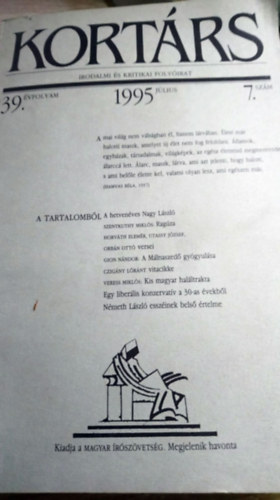 Kortrs Irodalmi s kritikai folyirat 1995. jlius (39. vf. 7. szm)