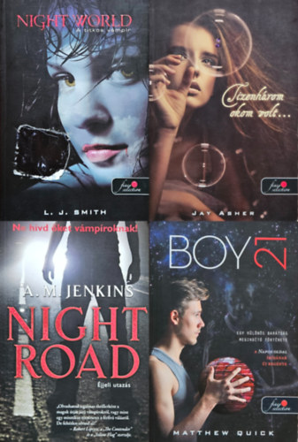Jay Asher, Matthew Quick, L. J. Smith - 4 db Vrs pttys knyv: Tizenhrom okom volt... +  Boy 21 + Night World - A titkos vmpr + Night road - jjeli utazs