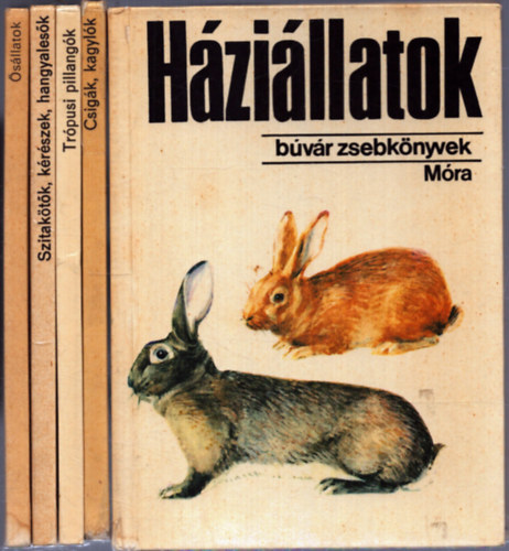 5 db a Búvár Zsebkönyvek sorozatból: Háziállatok - Csigák, kagylók - Trópusi pillangók - Ősállatok - Szitakötők, kérészek, hangyalesők